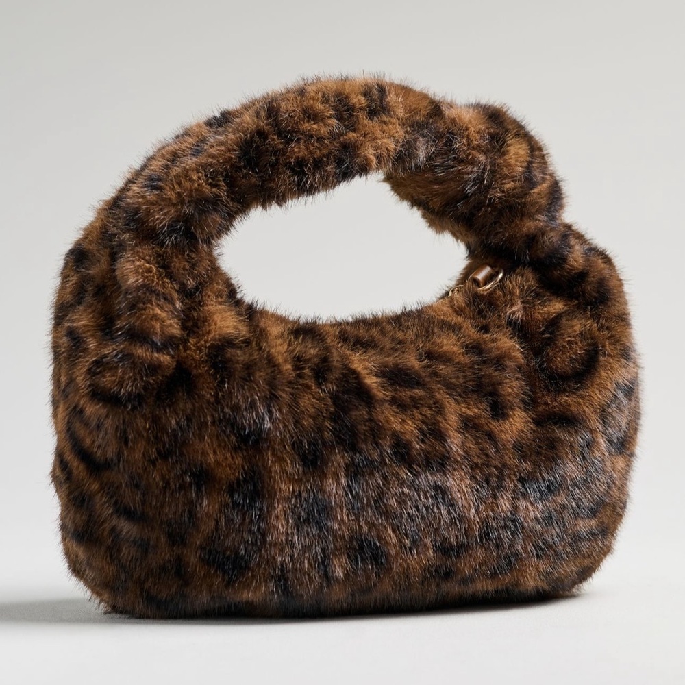 Anthropologie Faux Fur Shoulder Bag Leopard